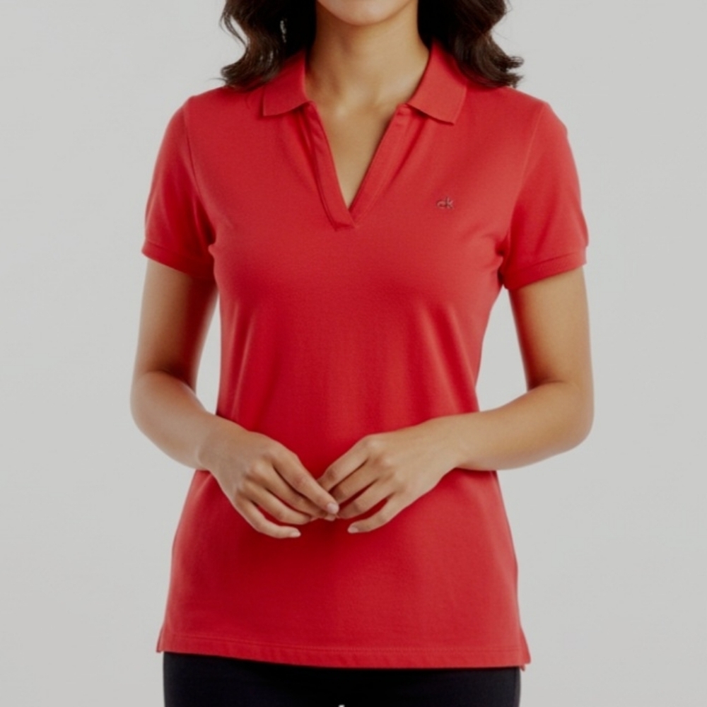 Calvin Klein Women's Coral Polo Shirt - Size S